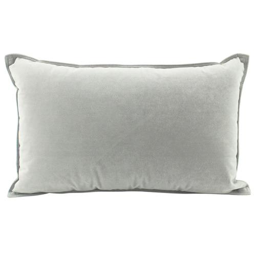 Grey velvet lumbar outlet pillow